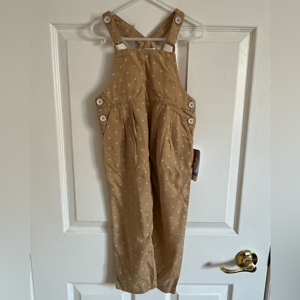 Mayoral Beige Overalls with Floral Accents